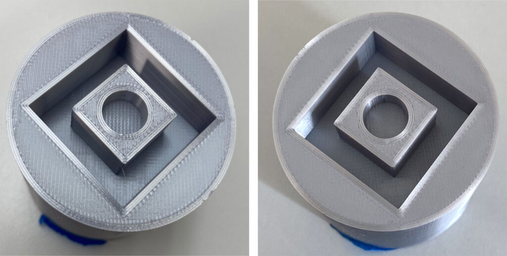 3D Printed part, before and after blasting