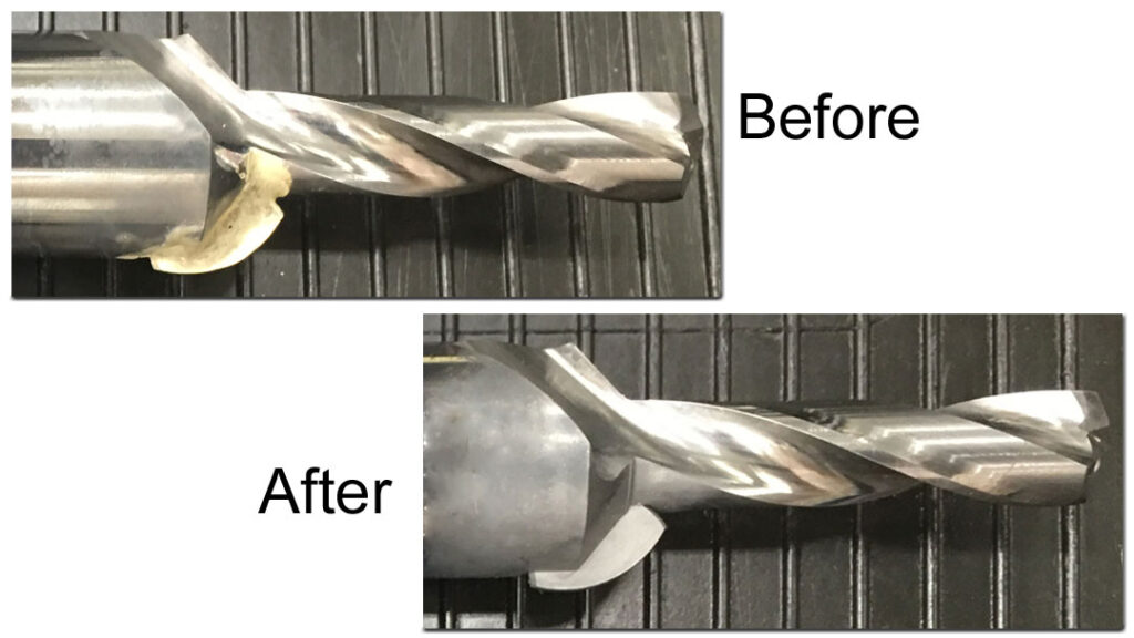 Remove excess brazing material from cutting tools with MicroBlasting.