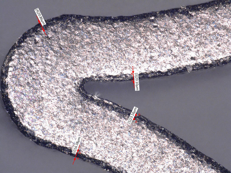Stent surface (500x) after edge-rounding with 35 micron glass bead.