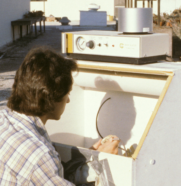 Comco MicroBlaster in use at San Diego Natural History Museum in 1984. The museum has relied Comco blasters for decades.