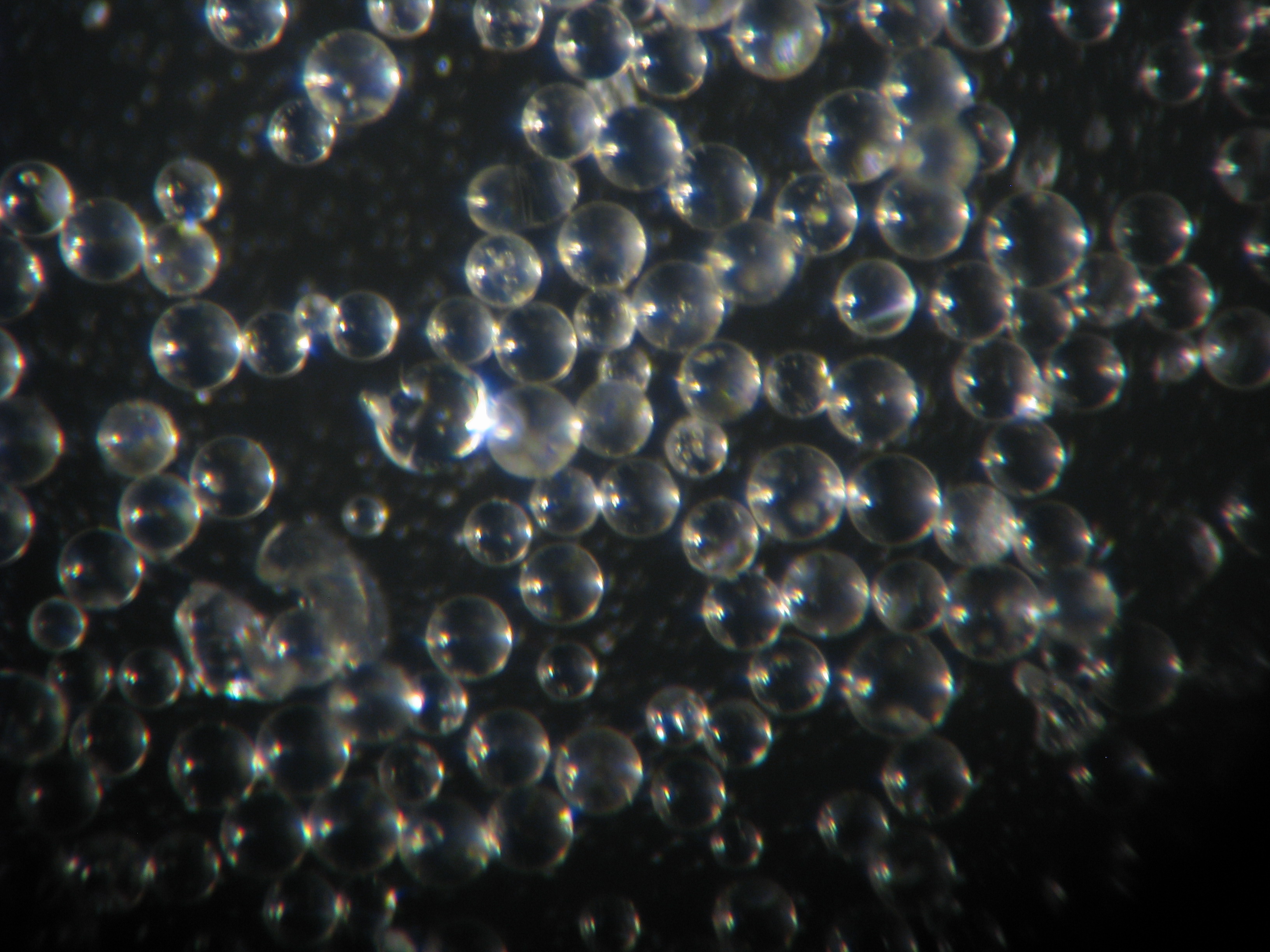 Glass bead abrasive media magnified